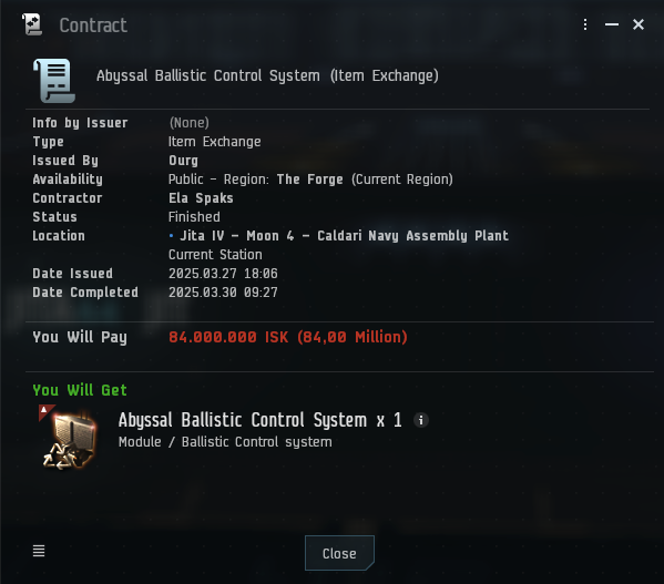 Completed Contract